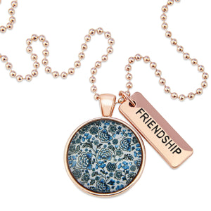 Blue Collection - Rose Gold 'FRIENDSHIP' Necklace - Blue Danube (10722)