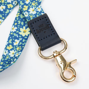 blue floral teacher lanyard with gold clip. Choose from so loved, teach love inspire or you got this. 