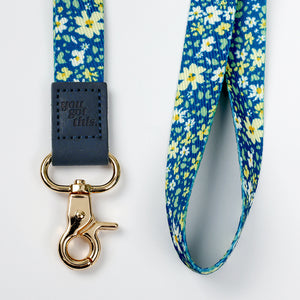 blue floral teacher lanyard with gold clip. Choose from so loved, teach love inspire or you got this. 