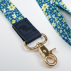 blue floral teacher lanyard with gold clip. Choose from so loved, teach love inspire or you got this. 