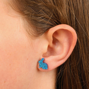 Sparkle Bunny Acrylic Stud - Love Just For You - Blue Glitter (9217)