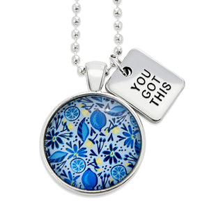 Blue Collection - Bright Silver 'YOU GOT THIS' Necklace - Blue Lemon Squeeze (10522)