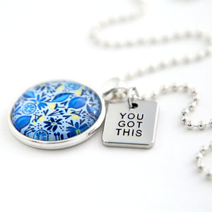 Blue Collection - Bright Silver 'YOU GOT THIS' Necklace - Blue Lemon Squeeze (10522)