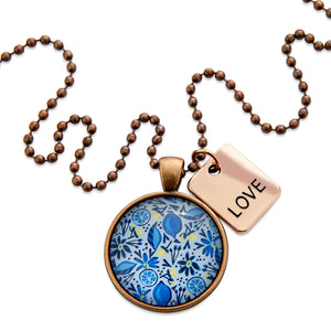 Blue Collection - Vintage Copper 'LOVE' Necklace - Blue Lemon Squeeze (10654)