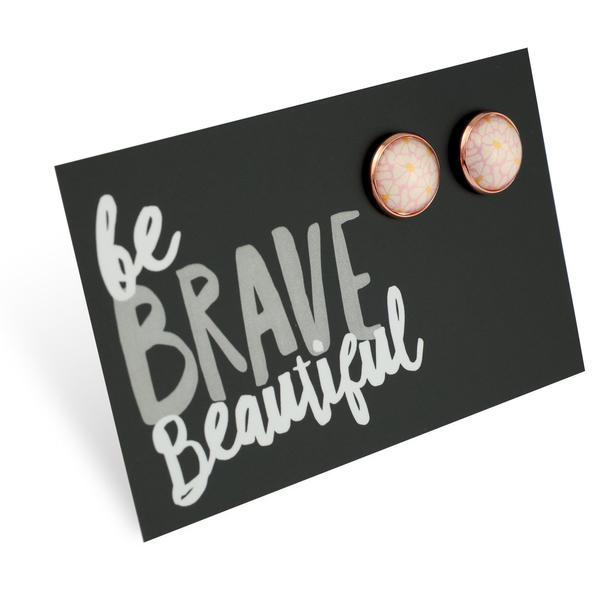 PINK COLLECTION - Be Brave Beautiful - Rose Gold 12mm Circle Studs - Blume (10912)