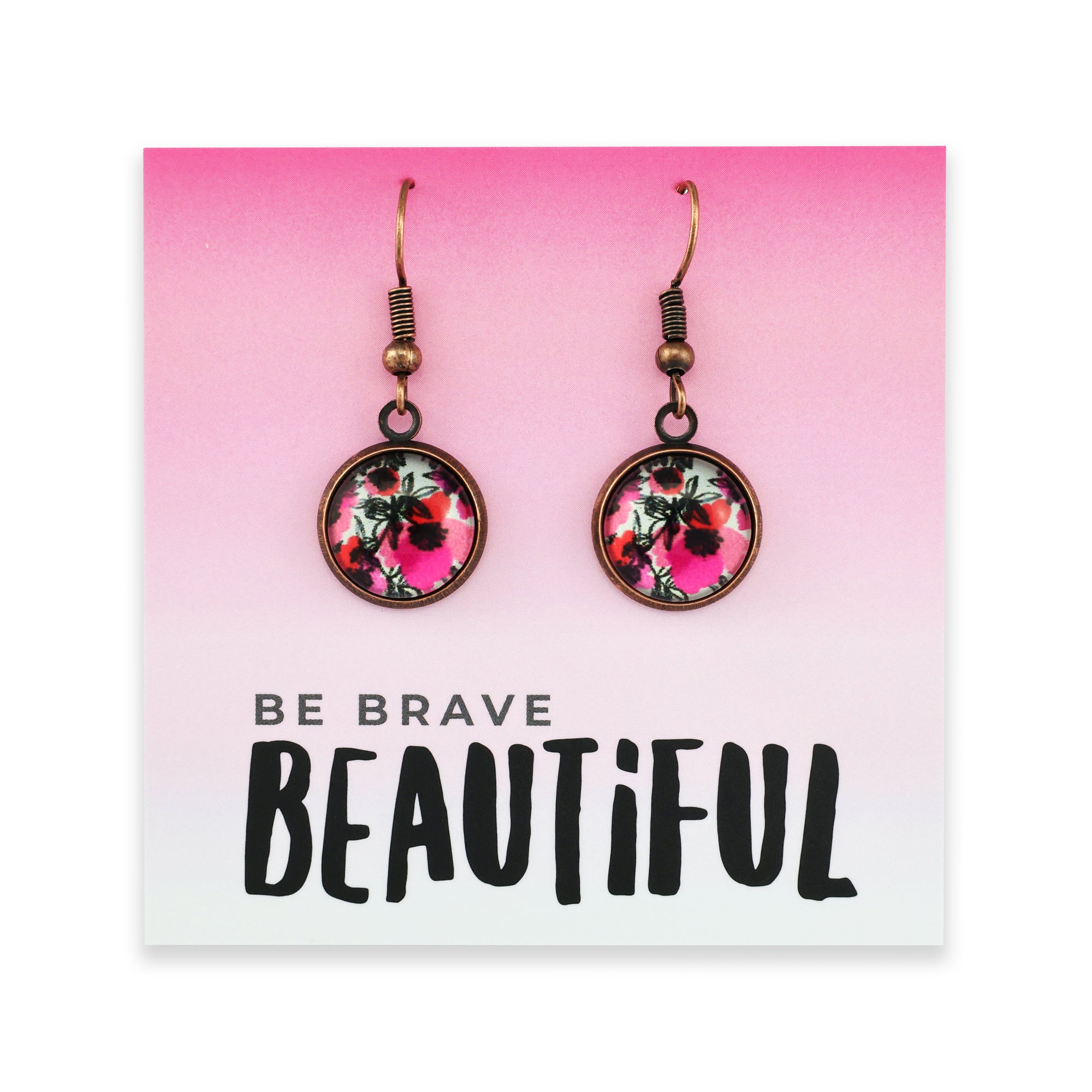 PINK COLLECTION - Be Brave Beautiful - Vintage Copper Dangle Earrings - Bonita (11112)