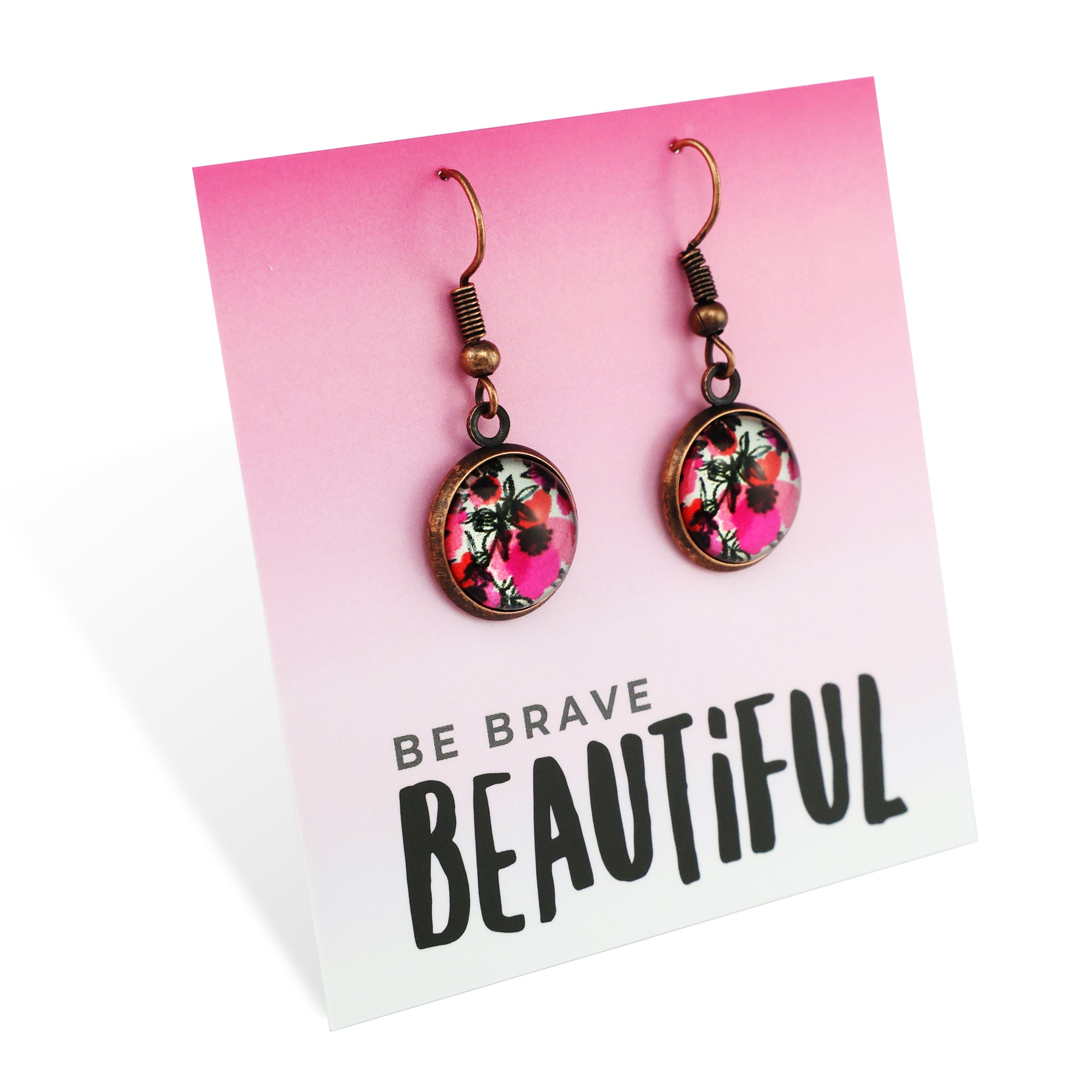 PINK COLLECTION - Be Brave Beautiful - Vintage Copper Dangle Earrings - Bonita (11112)