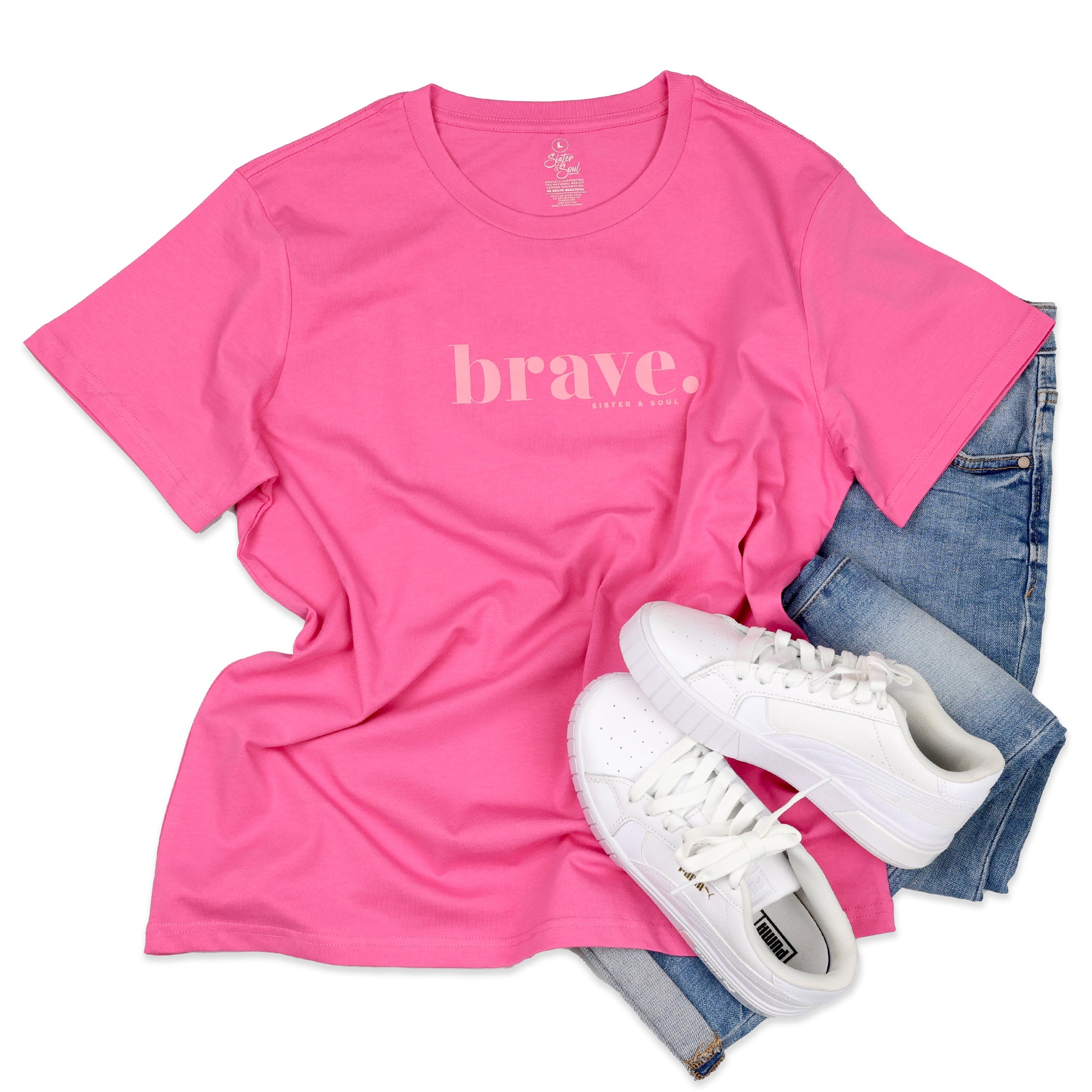 BRAVE - Pink Pop Boxy Tee - Pink Print