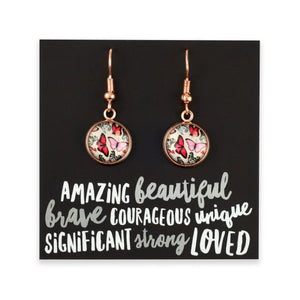 PINK COLLECTION - Amazing Beautiful Brave - Rose Gold Dangle Earrings - Butterfly Blush (11261)