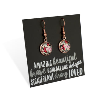 PINK COLLECTION - Amazing Beautiful Brave - Rose Gold Dangle Earrings - Butterfly Blush (11261)