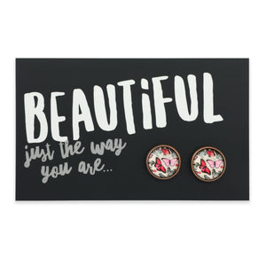 PINK COLLECTION - Beautiful Just The Way You Are - Vintage Copper 12mm Circle Studs - Butterfly Blush (11264)