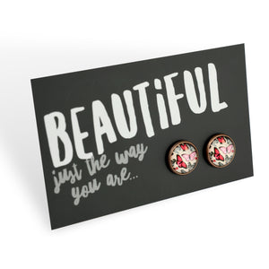 PINK COLLECTION - Beautiful Just The Way You Are - Vintage Copper 12mm Circle Studs - Butterfly Blush (11264)