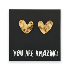 RESIN HEART STUDS - You Are Amazing!- Butterscotch (11551)