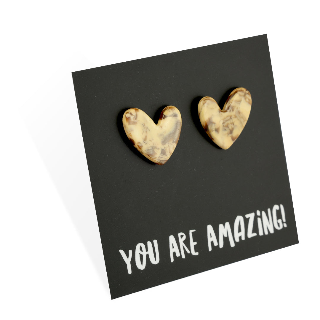 RESIN HEART STUDS - You Are Amazing!- Butterscotch (11551)