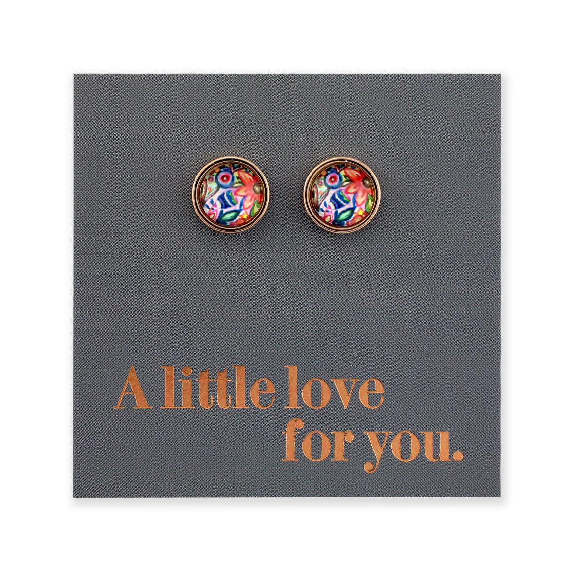 FLORAL WONDERS - A Little Love For You - 8mm Stainless Steel Circle Stud Rose Gold - CABANA (9907-F)