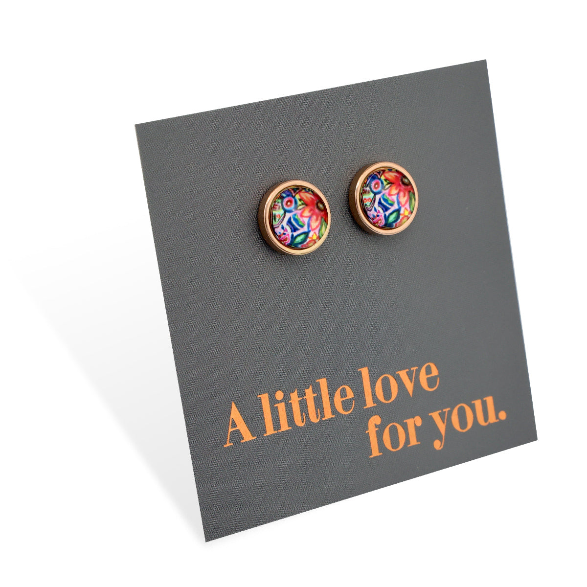 FLORAL WONDERS - A Little Love For You - 8mm Stainless Steel Circle Stud Rose Gold - CABANA (9907-F)