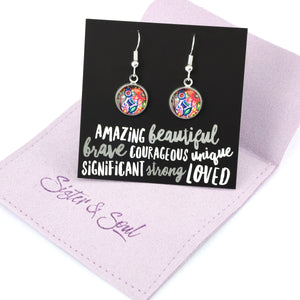 FLORAL WONDERS - Amazing Beautiful Brave - Bright Silver Dangle Earrings - CABANA (11041)