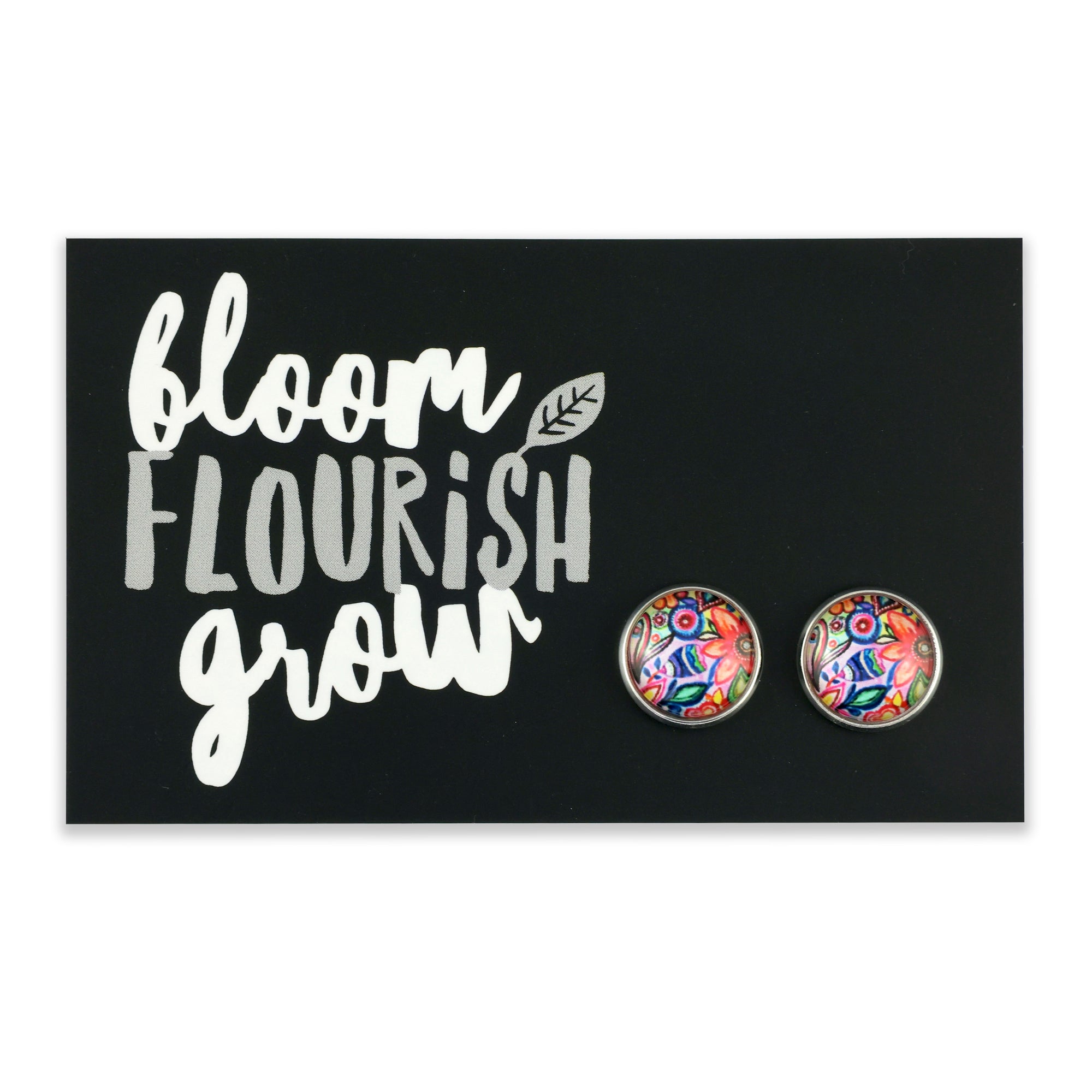 FLORAL WONDERS - Bloom Flourish Grow - Bright Silver 12mm Circle Studs - CABANA (10531)