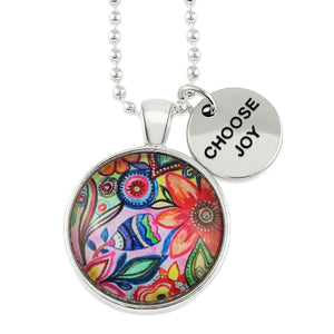 FLORAL WONDERS - Bright Silver 'CHOOSE JOY' Necklace - Cabana (10125)