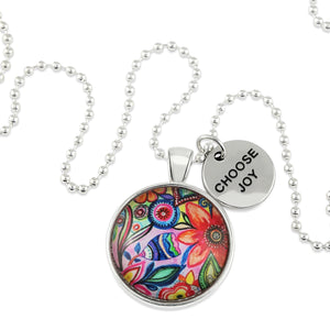 FLORAL WONDERS - Bright Silver 'CHOOSE JOY' Necklace - Cabana (10125)