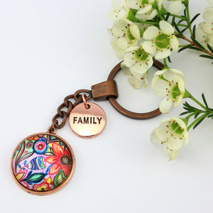 FLORAL WONDERS - Vintage Rose Gold 'FAMILY' Keyring - CABANA (10463)