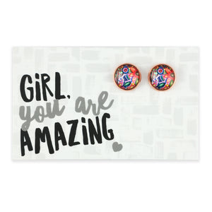 FLORAL WONDERS - Girl, You Are Amazing - Rose Gold 12mm Circle Studs - CABANA (10652)