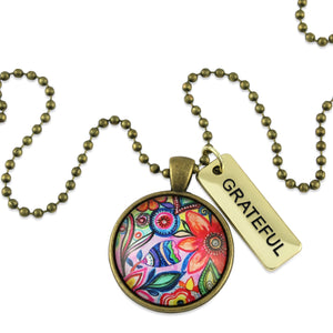 FLORAL WONDERS - Vintage Gold 'GRATEFUL' Necklace - Cabana (10862)