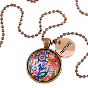 FLORAL WONDERS - Vintage Copper 'INSPIRE' Necklace - Cabana (10764)