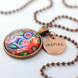 FLORAL WONDERS - Vintage Copper 'INSPIRE' Necklace - Cabana (10764)