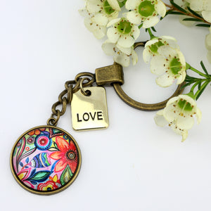 FLORAL WONDERS - Vintage Gold 'LOVE' Keyring - CABANA (10365)