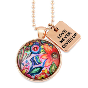 FLORAL WONDERS - Rose Gold 'LOVE NEVER GIVES UP' Necklace - Cabana (10731)