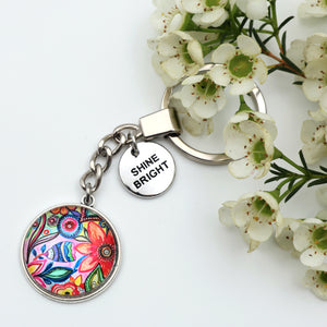 FLORAL WONDERS - Vintage Silver 'SHINE BRIGHT' Keyring - CABANA (10543)