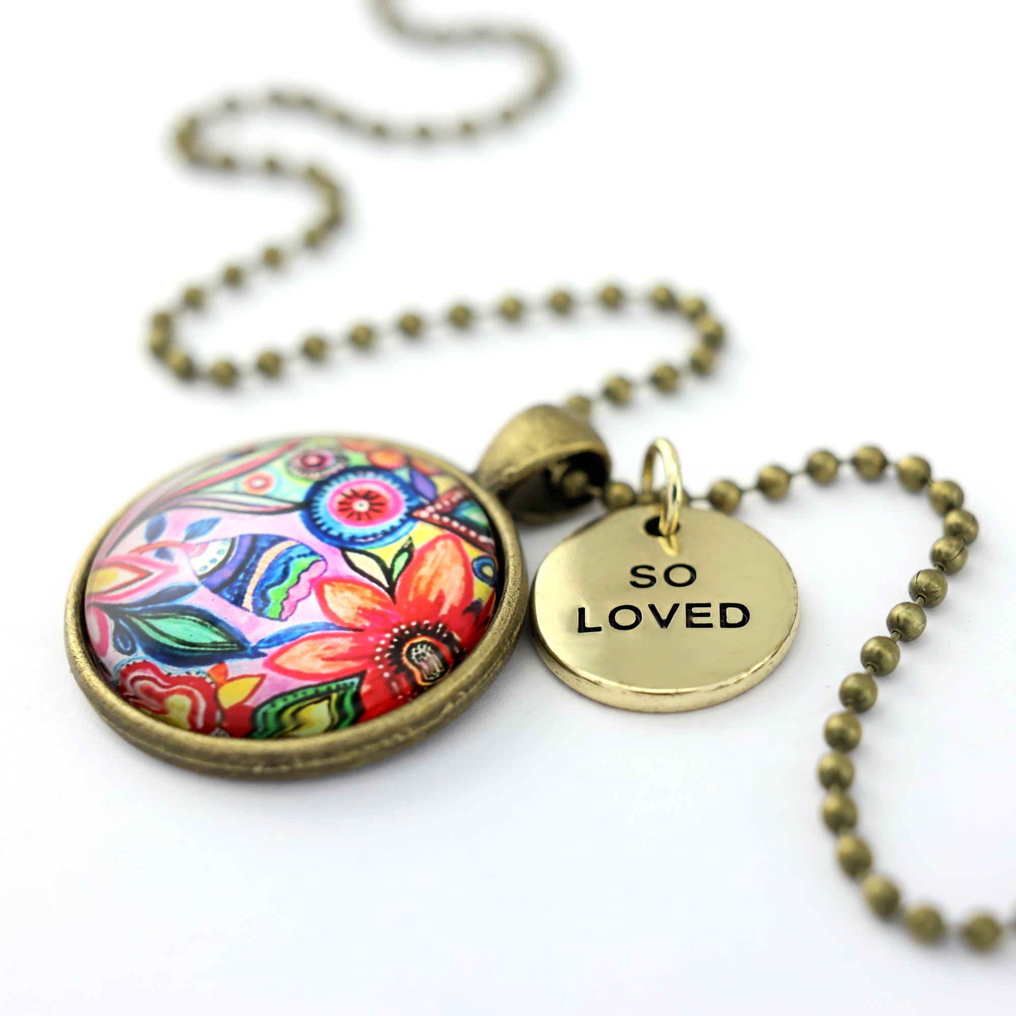 FLORAL WONDERS - Vintage Gold 'SO LOVED' Necklace - Cabana (10855)