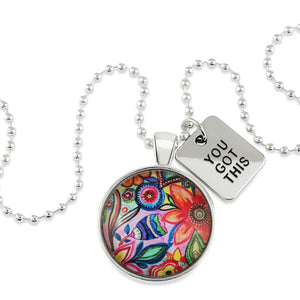 FLORAL WONDERS - Bright Silver 'YOU GOT THIS' Necklace - Cabana (10611)