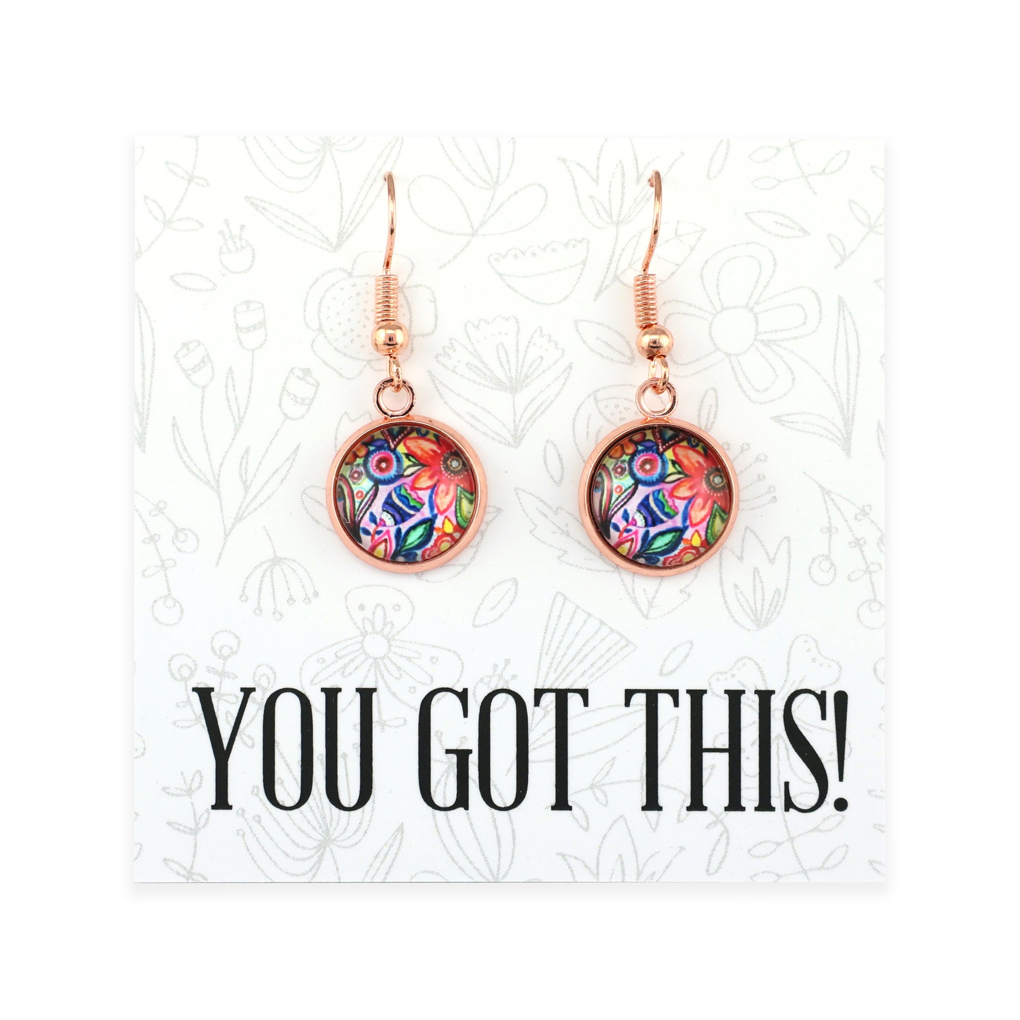 FLORAL WONDERS - You Got This! - Rose Gold Dangle Earrings - CABANA (11065)