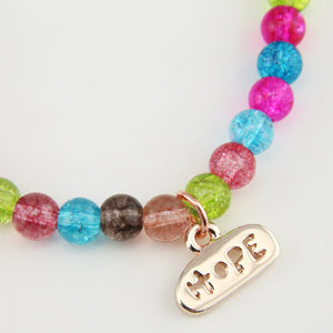 Christmas Bracelet  - Colour Pop 6mm Bead Bracelet with Rose Gold Word Charm