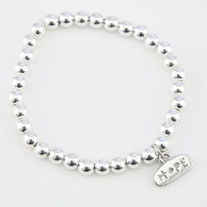 Christmas Bracelet  - Silver Hematite 6mm Bead Bracelet with Silver Word Charm