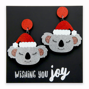 Acrylic & Resin Dangles - Wishing You Joy - Glitter Christmas Koalas (9606)