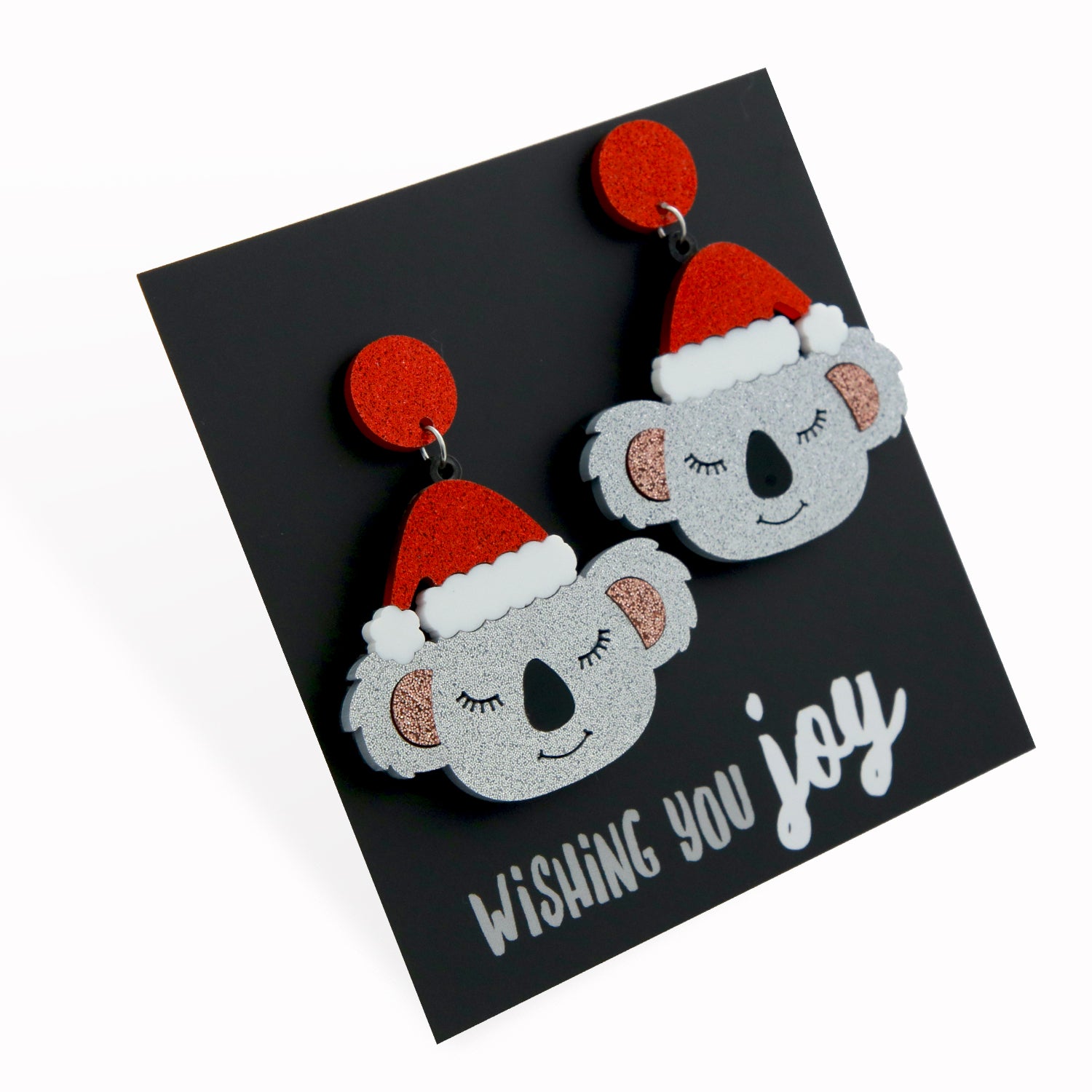 Acrylic & Resin Dangles - Wishing You Joy - Glitter Christmas Koalas (9606)