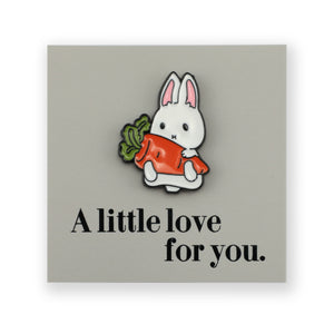 Lovely Pins! A Little Love For You - Cute Bunny + Carrot Enamel Badge Pin - (12164)