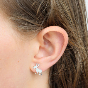 Laughing All The Way - Reindeer & Snowflake Earring Studs - Rose Gold (9308)