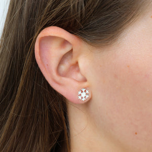 Laughing All The Way - Reindeer & Snowflake Earring Studs - Gold (9307)