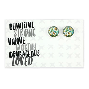 FLORAL WONDERS - Beautiful Strong Unique - Bright Silver 12mm Circle Studs - DAISY WINDOW  (10664)