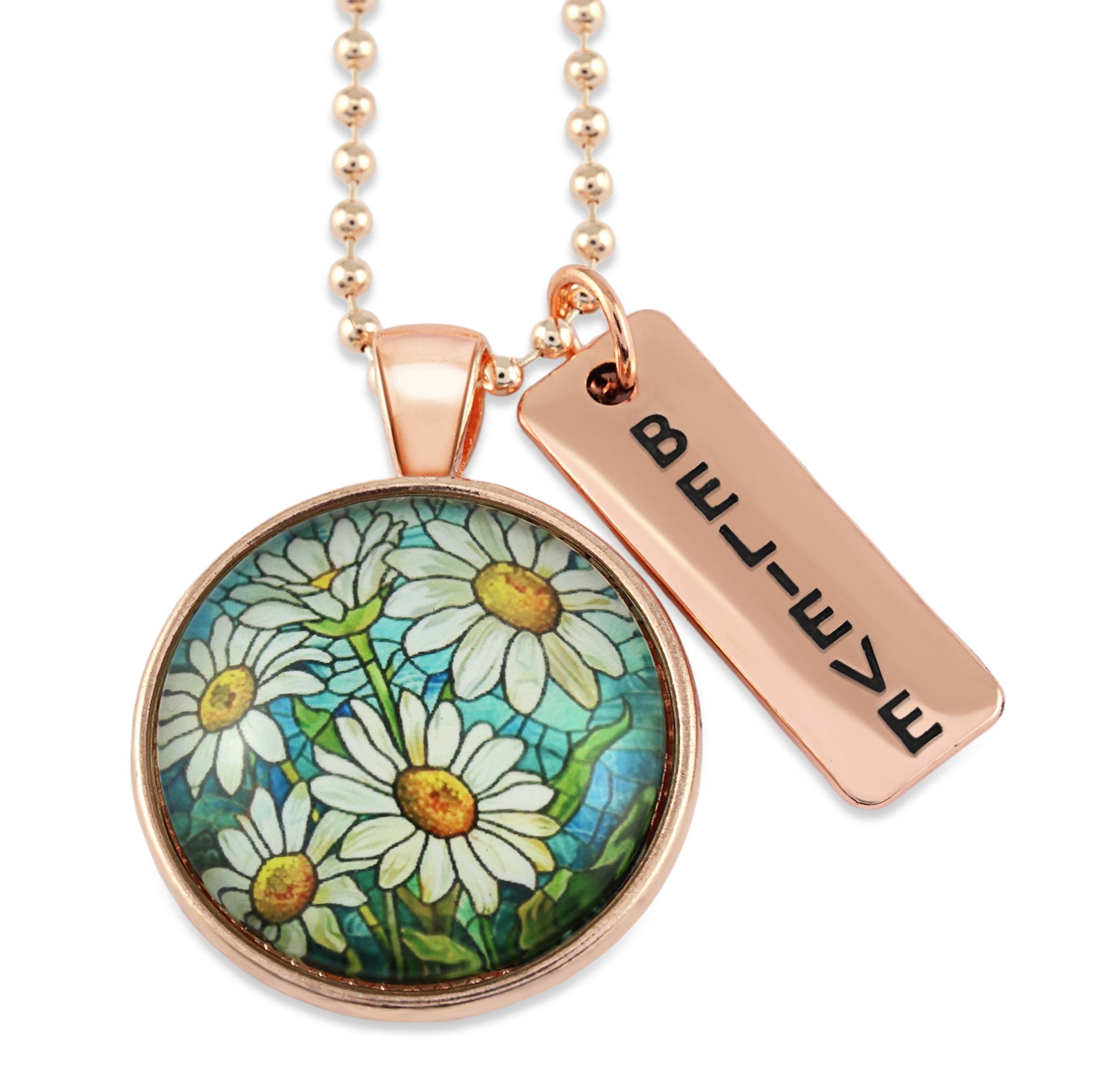 FLORAL WONDERS - Rose Gold 'BELIEVE' Necklace - Daisy Window (10715)