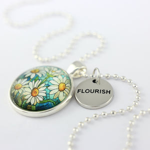 FLORAL WONDERS - Bright Silver 'FLOURISH' Necklace - Daisy Window (10455)