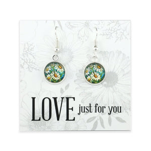 FLORAL WONDERS - Love Just For You - Bright Silver Dangle Earrings - DAISY WINDOW  (11165)