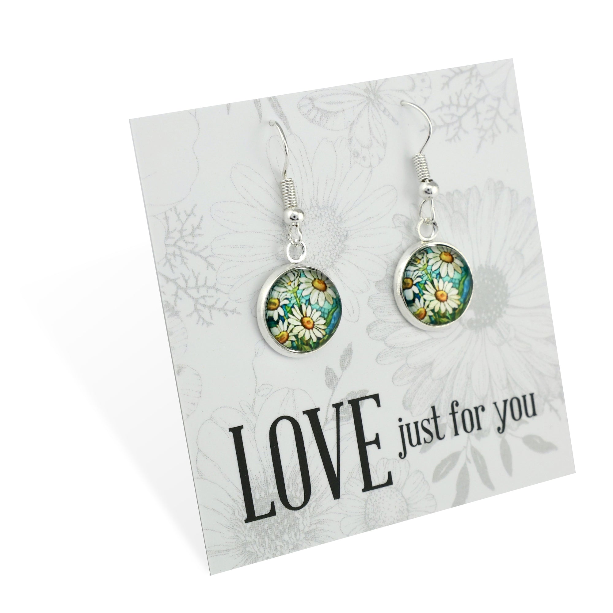 FLORAL WONDERS - Love Just For You - Bright Silver Dangle Earrings - DAISY WINDOW  (11165)