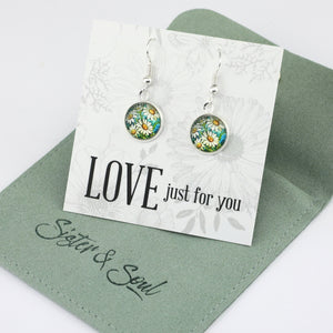 FLORAL WONDERS - Love Just For You - Bright Silver Dangle Earrings - DAISY WINDOW  (11165)