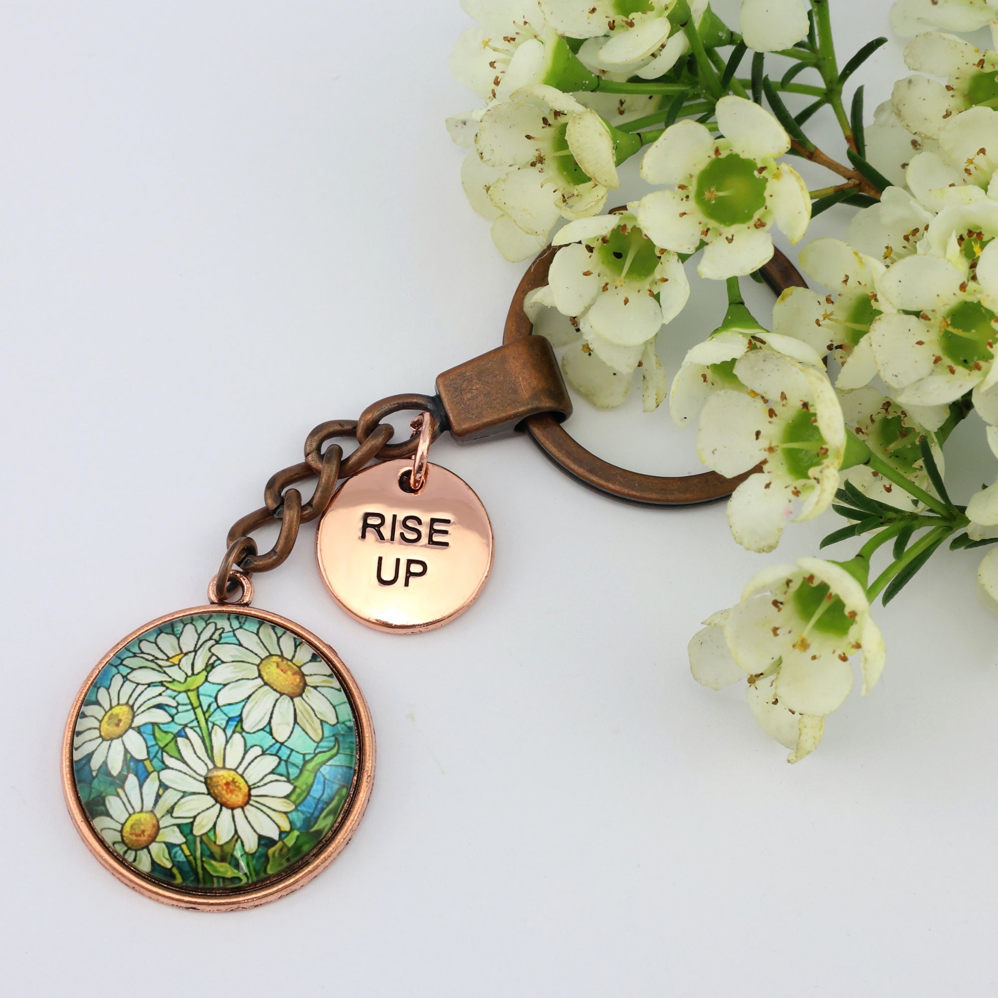 DAISYWINDOW-RiseUp-VintageRoseGoldKeyring1