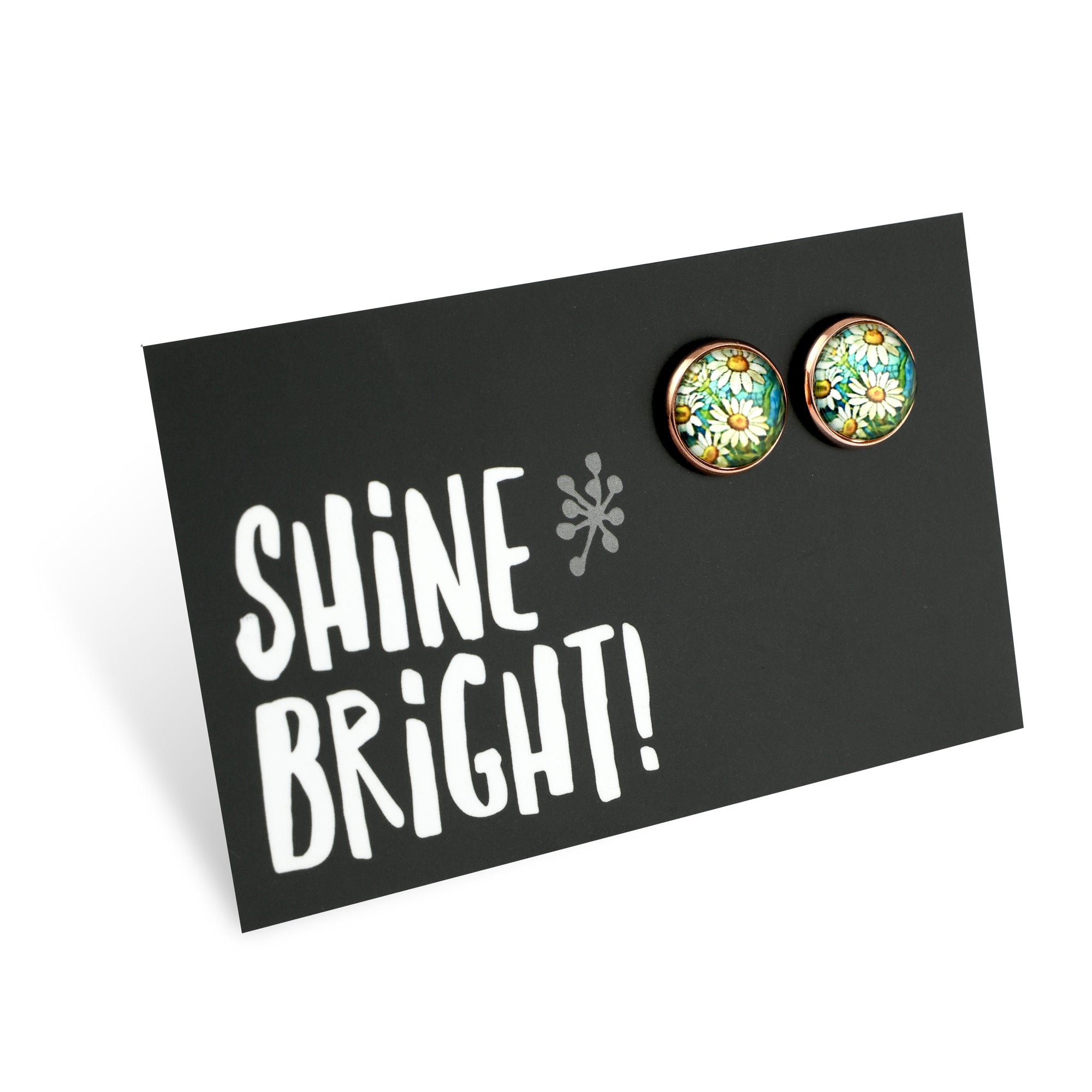 FLORAL WONDERS - Shine Bright - Rose Gold 12mm Circle Studs - DAISY WINDOW  (10663)